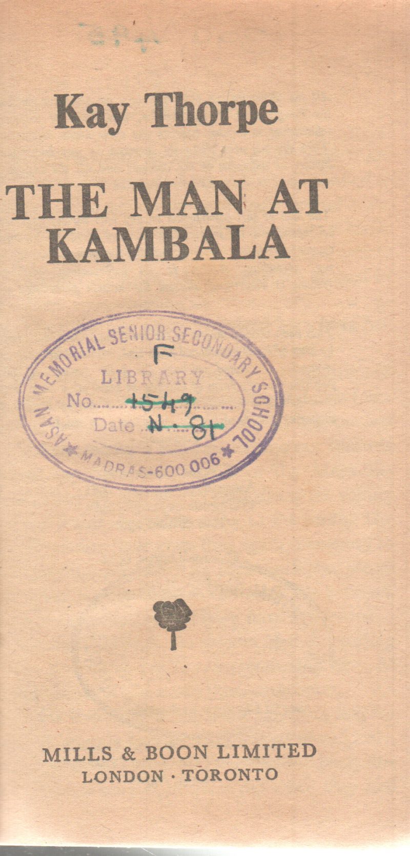 THE MAN AT KAMBALA BY KAY THORPE