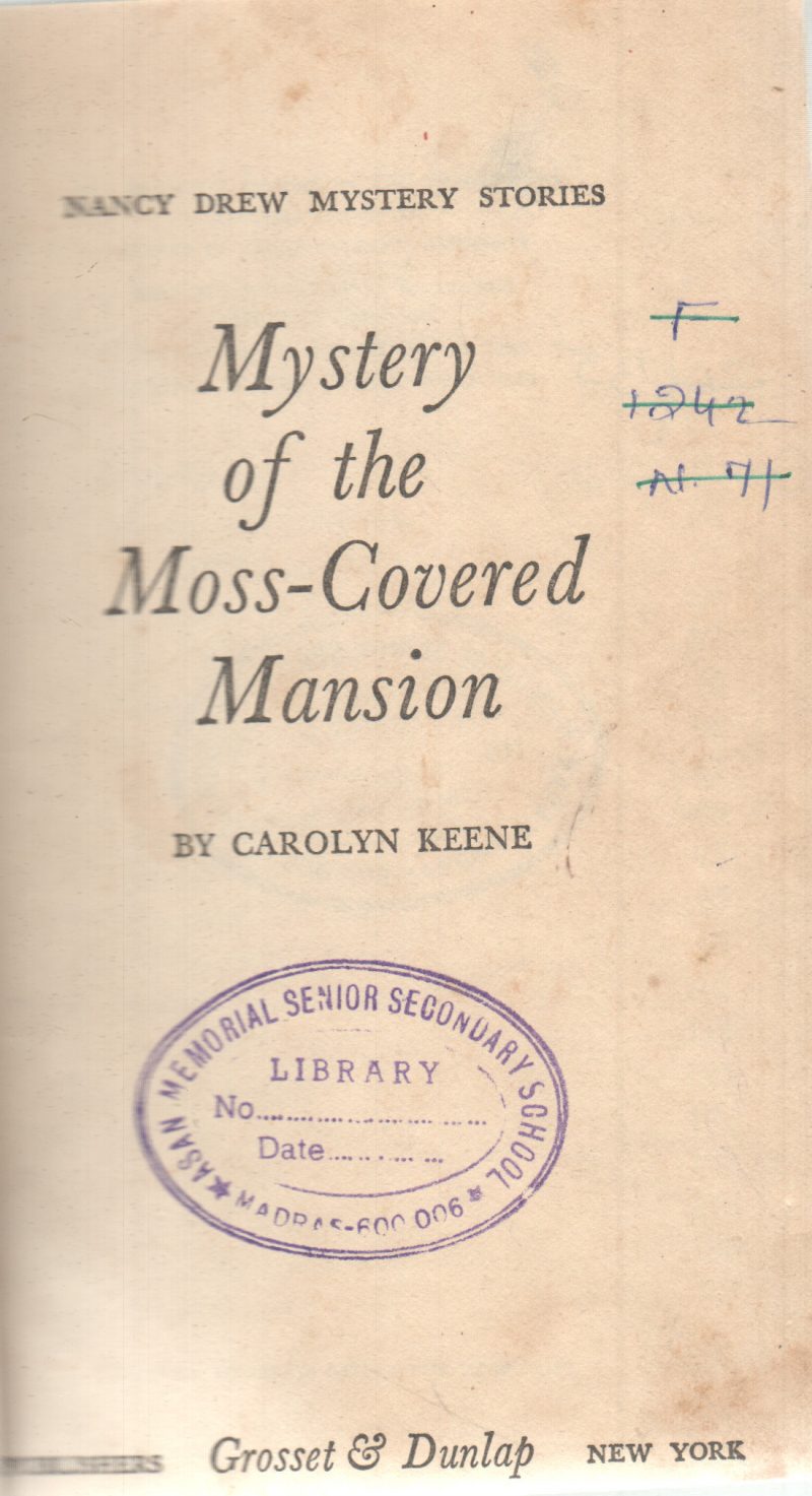 MYSTERY OF THE MOSS-COVERED MANSION BY CAROLYN KEENE