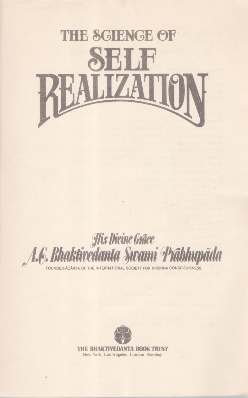 THE SCIENCE OF SELF REALIASATION BY A.C.BHAKTIVEDANTA SWAMI PRABHUPADA