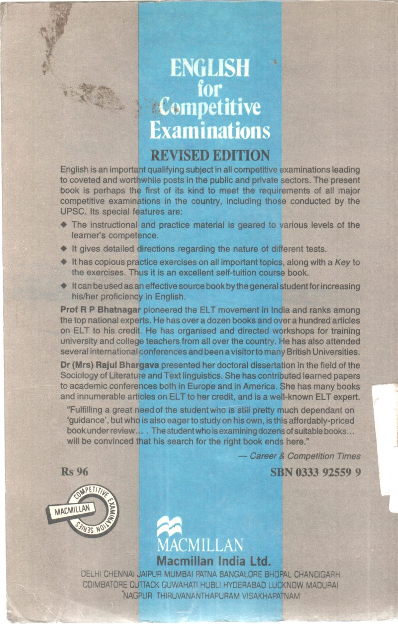ENGLISH FOR COMPETITIVE EXAMINATIONS BY R P BHATNAGAR - Image 2