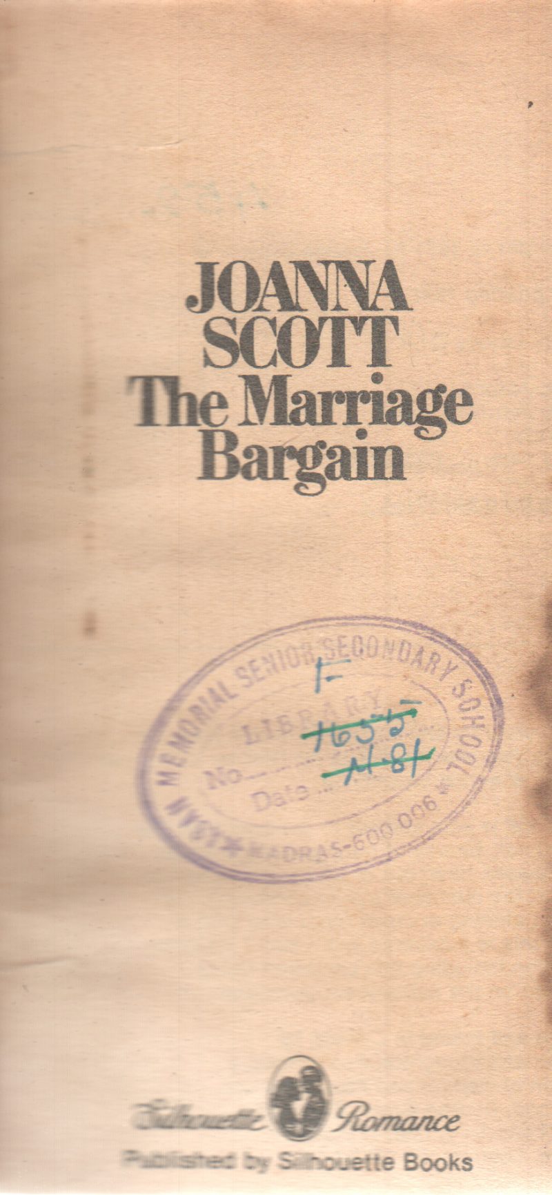 THE MARRIAGE BARGAIN BY JOANNA SCOTT