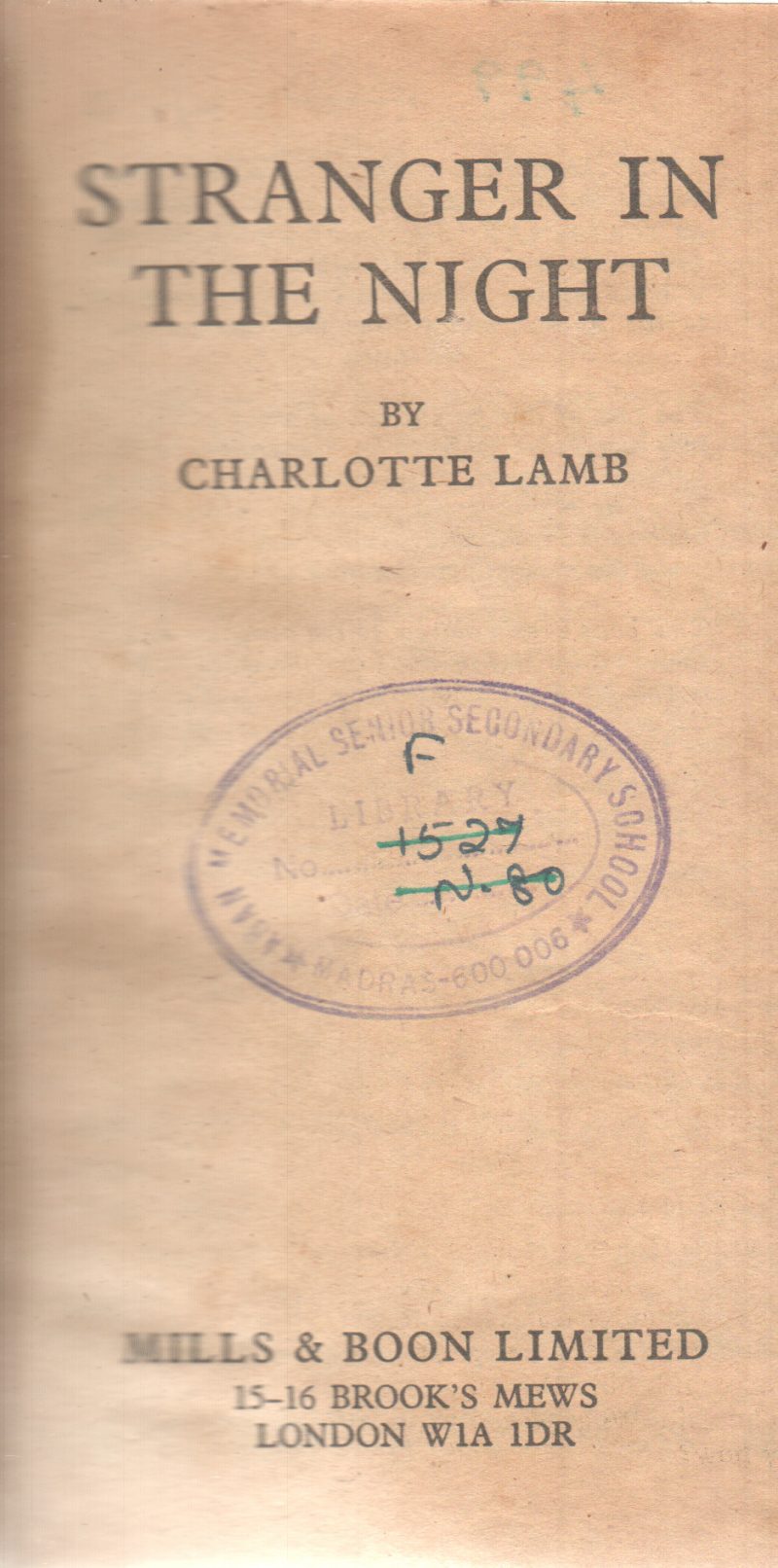 STRANGER IN THE NIGHT BY CHARLOTTE LAMB