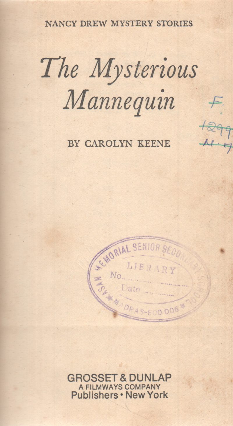 THE MYSTERIOUS MANNEQUIN BY CAROLYN KEENE