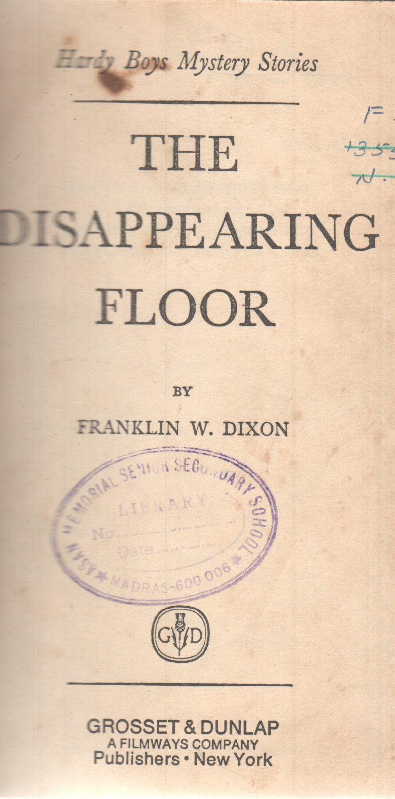 THE DISAPPEARING FLOOR BY FRANKLIN W. DIXON