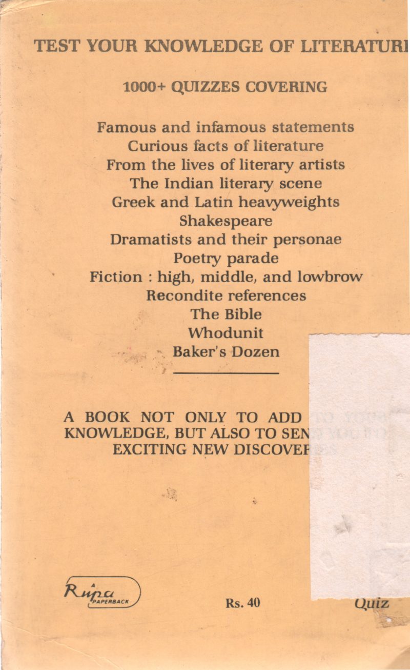 1000 LITERATURE QUIZ BY SUJATA RAY - Image 2