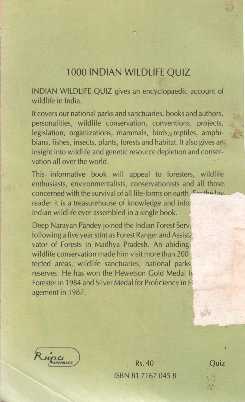1000 INDIAN WILDLIFE QUIZ BY DEEP NARAYAN PANDEY - Image 2