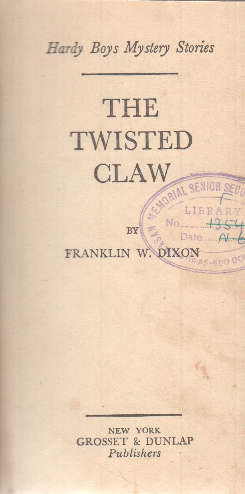 THE TWISTED CLAW BY FRANKLIN W. DIXON