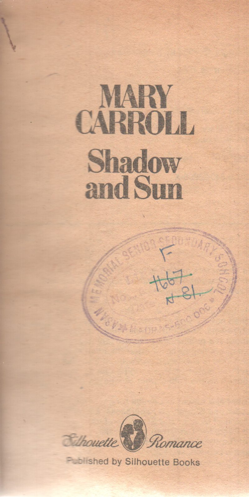 SHADOW AND SUN BY MARY CARROLL