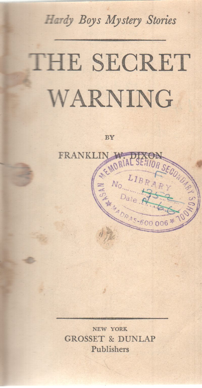 THE SECRET WARNING BY FRANKLIN W. DIXON