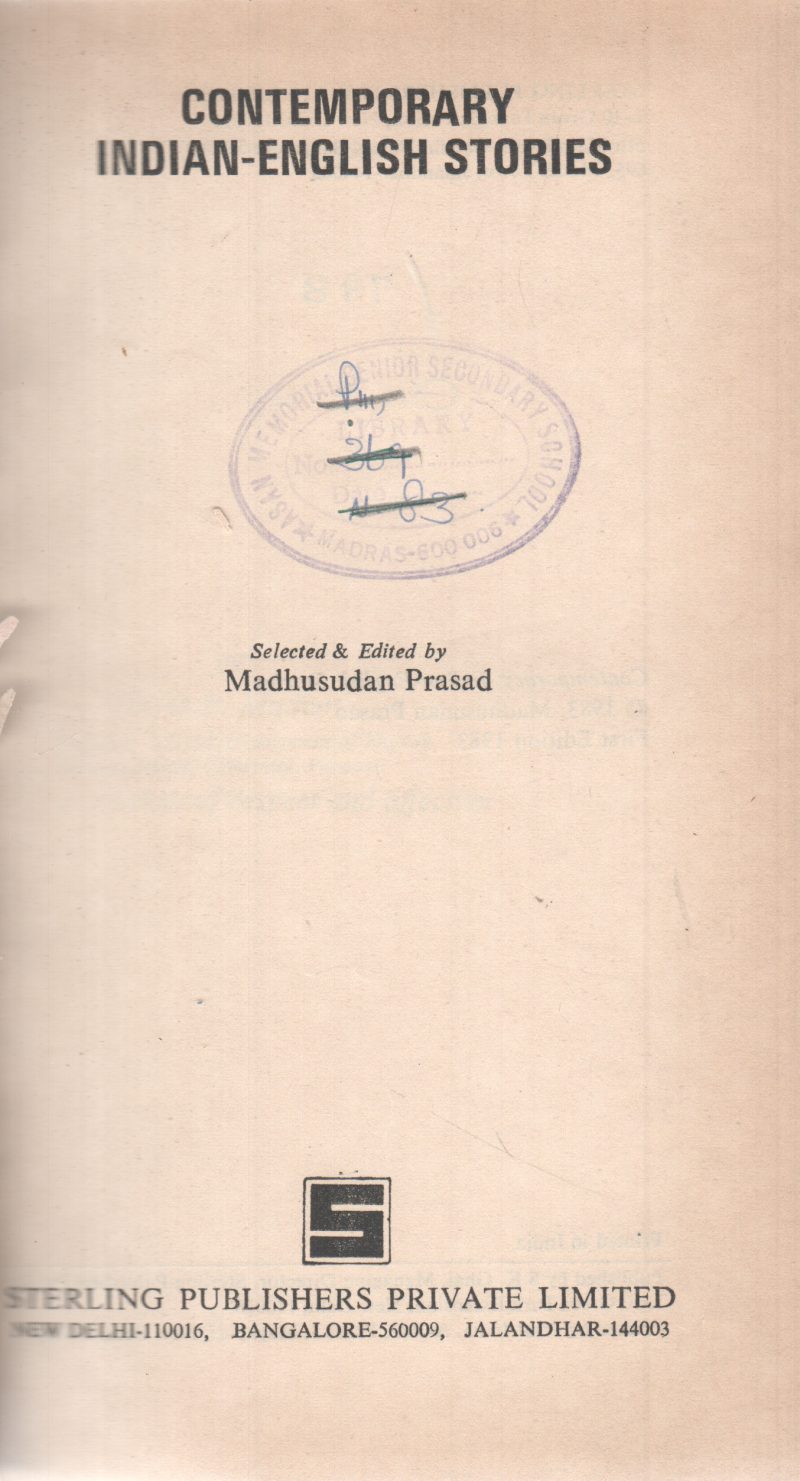 CONTEMPORARY INDIAN-ENGLISH STORIES BY MADHUSUDHAN PRASAD