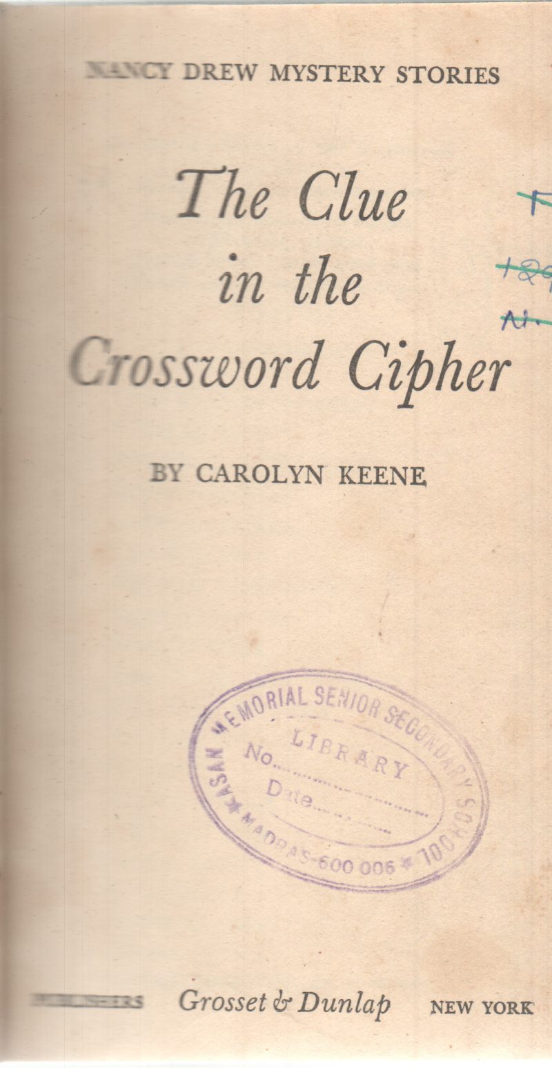 THE CLUE IN THE CROSSWORD CIPHER BY CAROLYN KEENE
