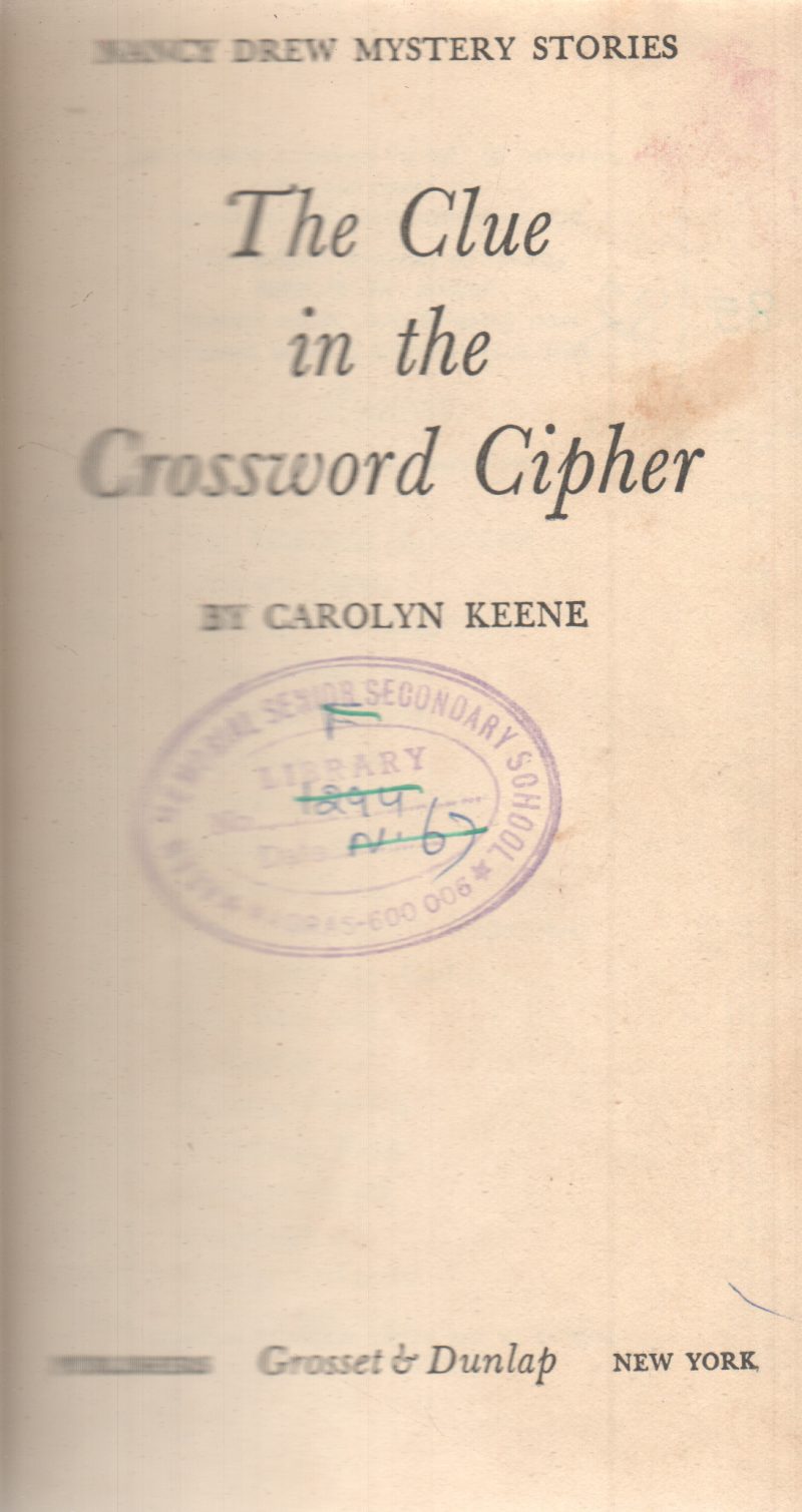 THE CLUE IN THE CROSSWORD CIPHER BY CAROLYN KEENE