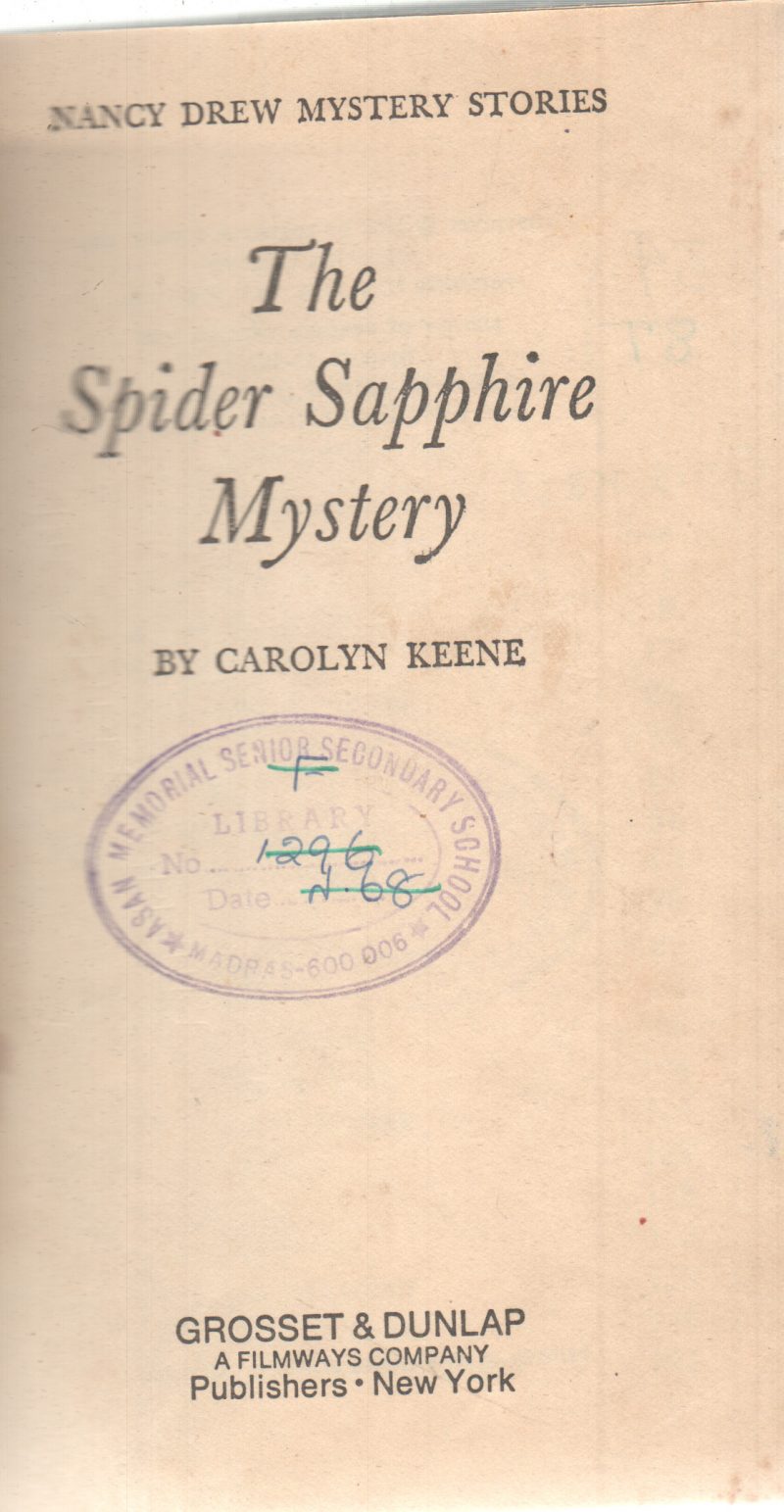 THE SPIDER SAPPHIRE MYSTERY BY CAROLYN KEENE