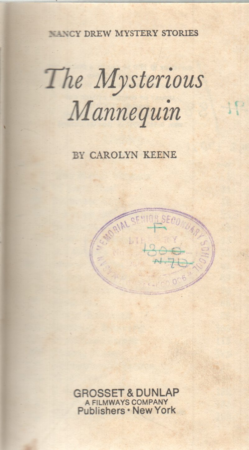 THE MYSTERIOUS MANNEQUIN BY CAROLYN KEENE