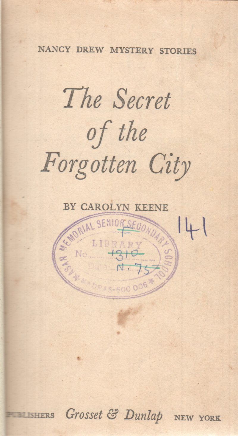 THE SECRET OF THE FORGOTTEN CITY BY CAROLYN KEENE