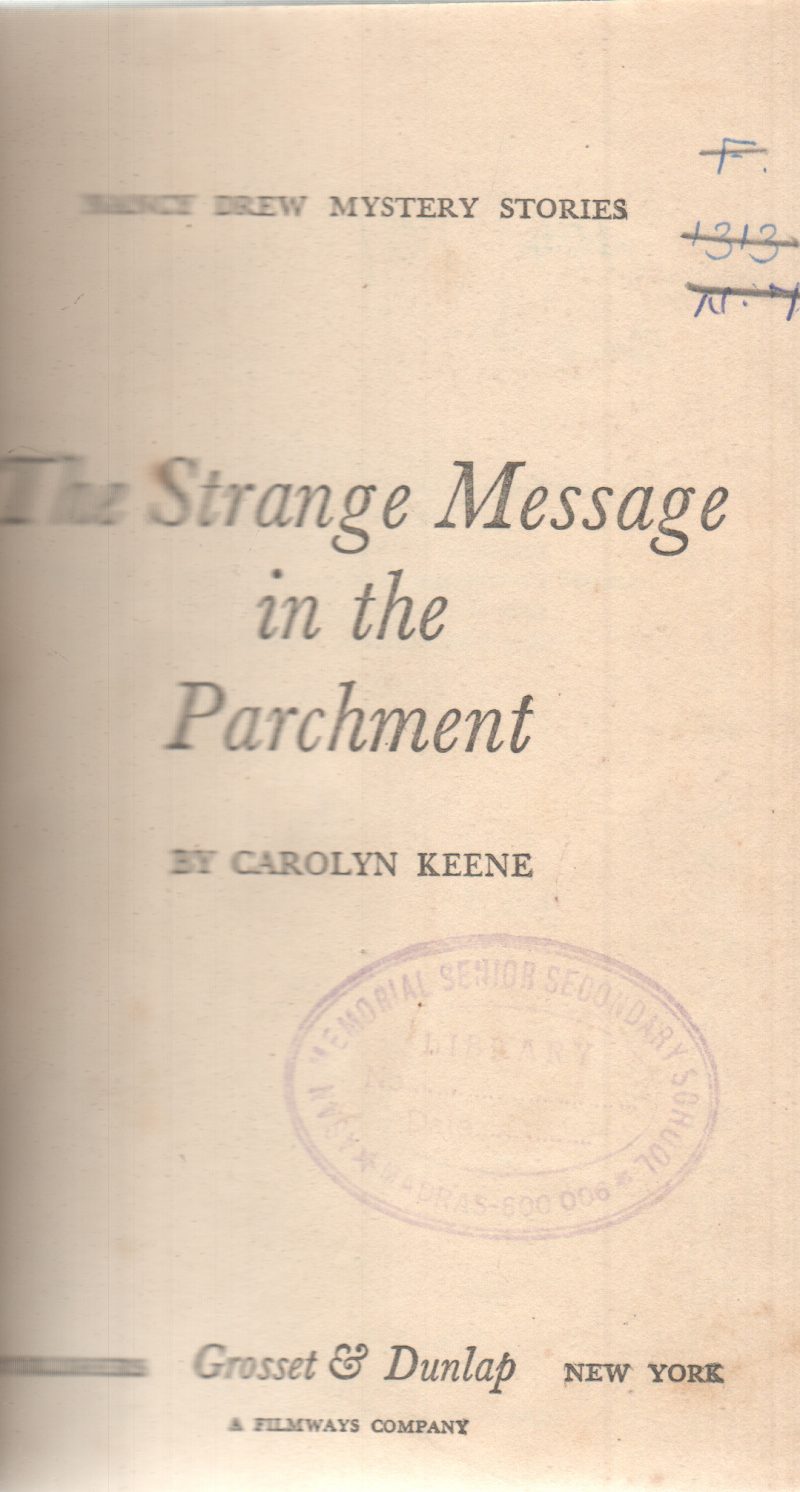THE STRANGE MESSAGE IN THE PARCHMENT BY CAROLYN KEENE