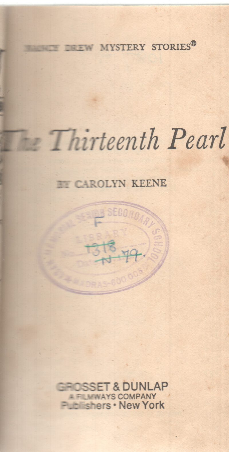 THE THIRTEENTH PEARL BY CAROLYN KEENE