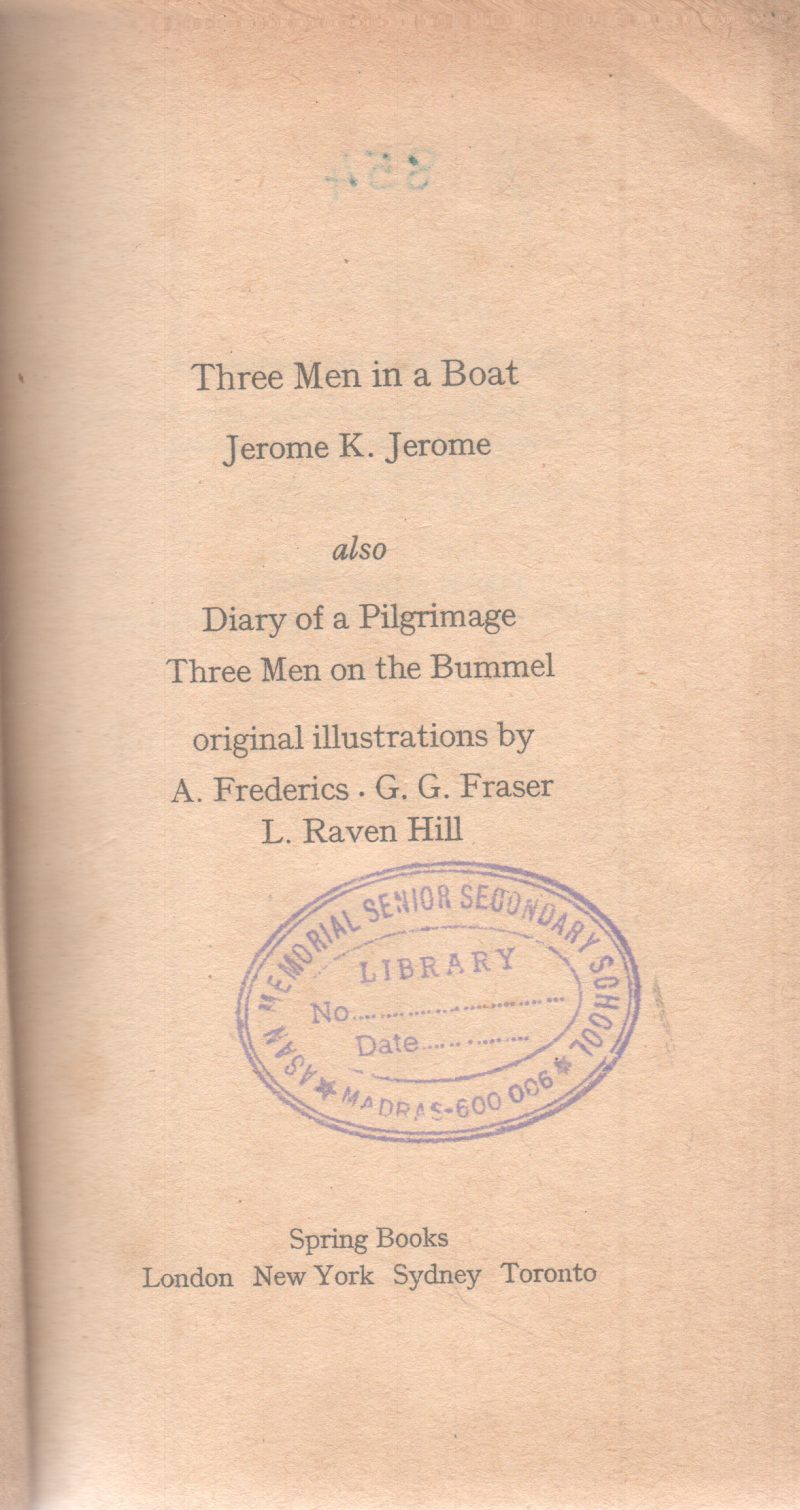 THREE MEN IN A BOAT BY JEROME K. JEROME