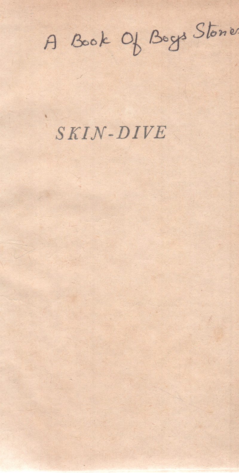 A BOOK OF BOYS STORIES SKIN-DIVE
