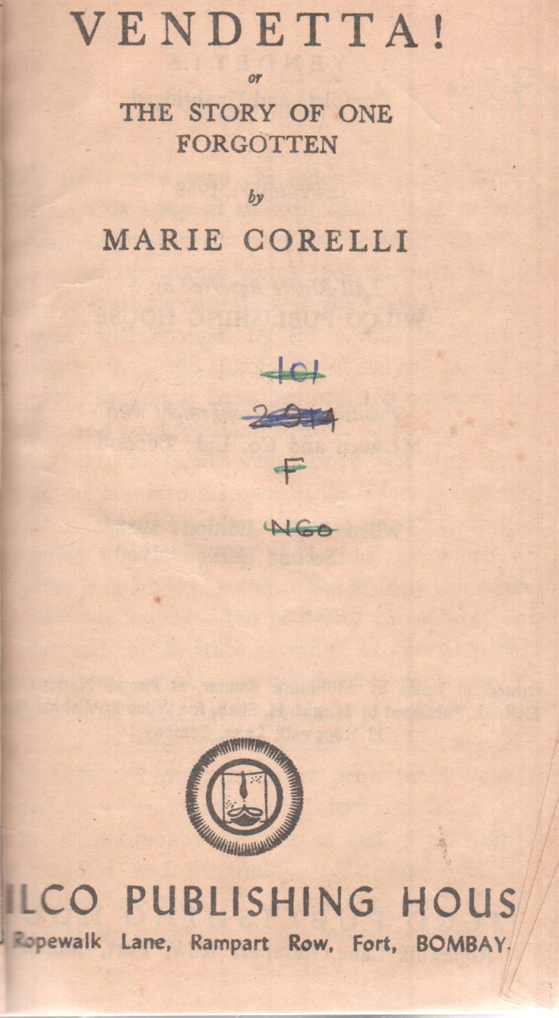 VENDETTA! BY MARIE CORELLI