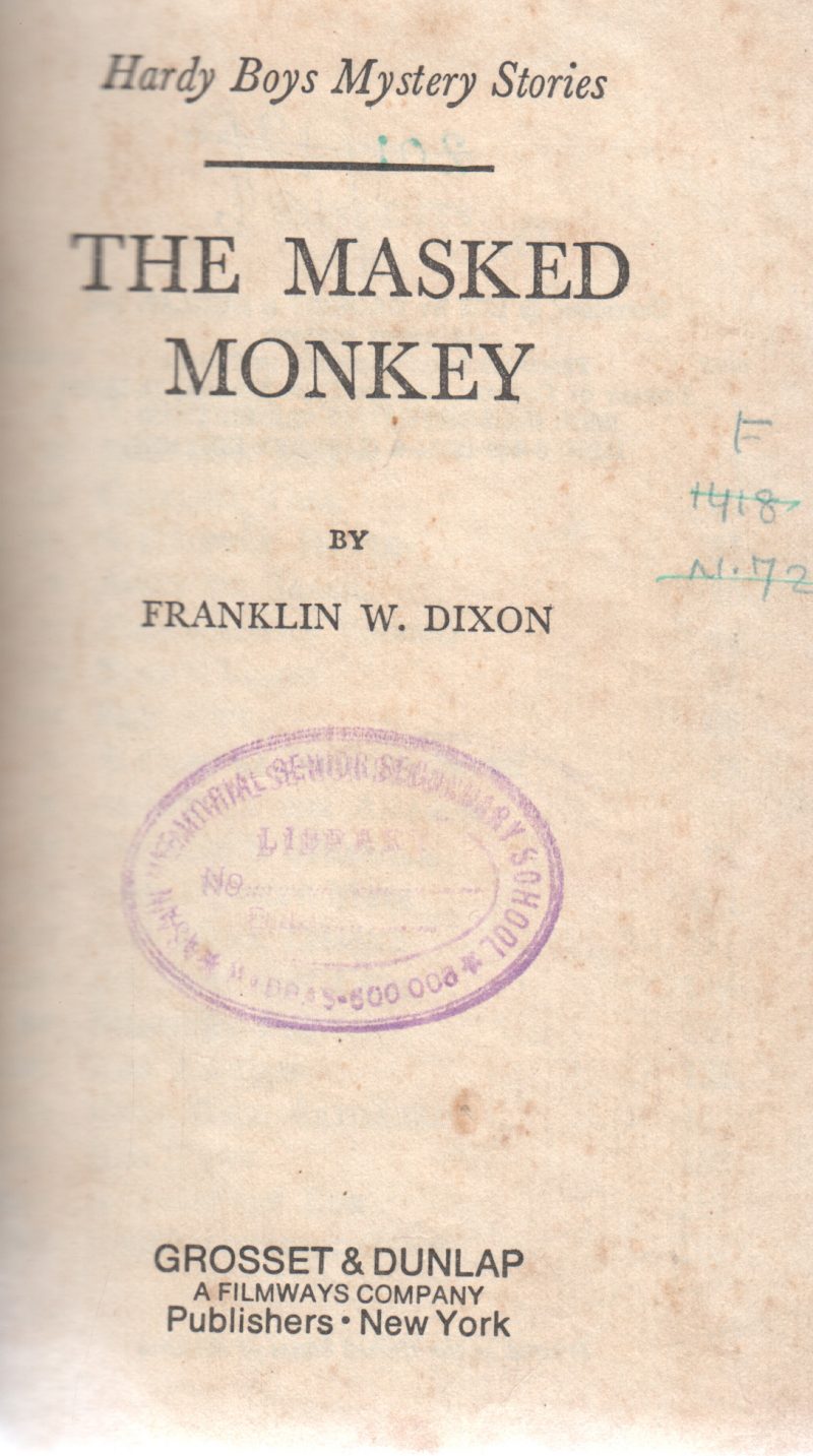 THE MASKED MONKEY BY FRANKLIN W.DIXON