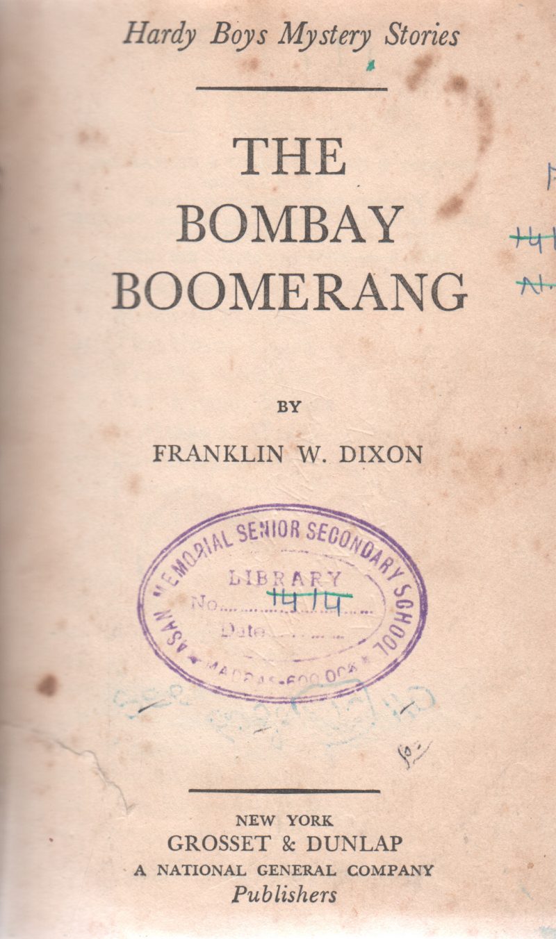 THE BOMBAY BOOMERANG BY FRANKLIN W.DIXOON