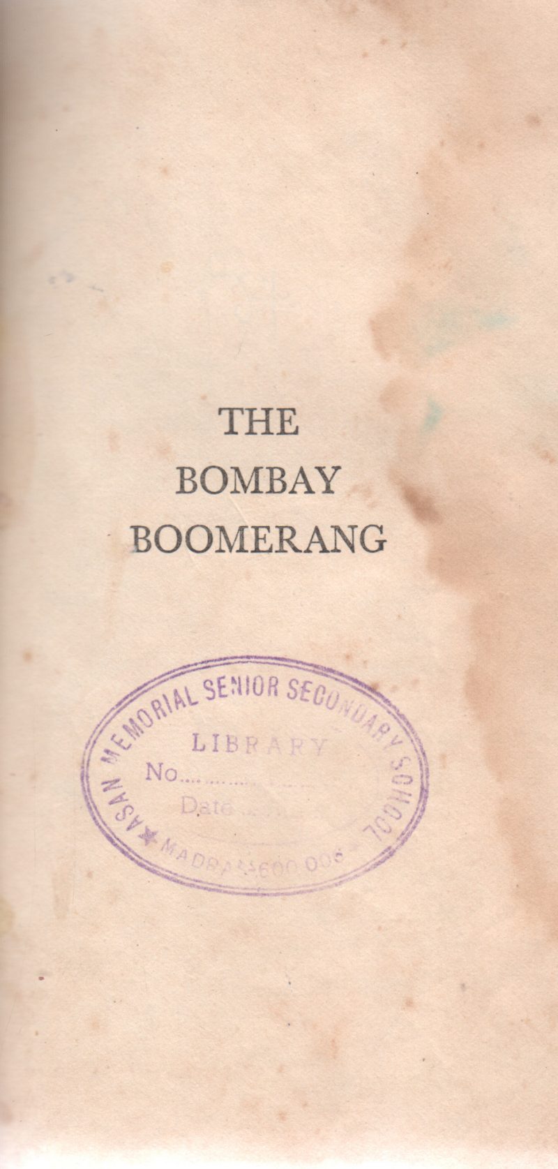 THE BOMBAY BOOMERANG BY FRANKLIN W.DIXON