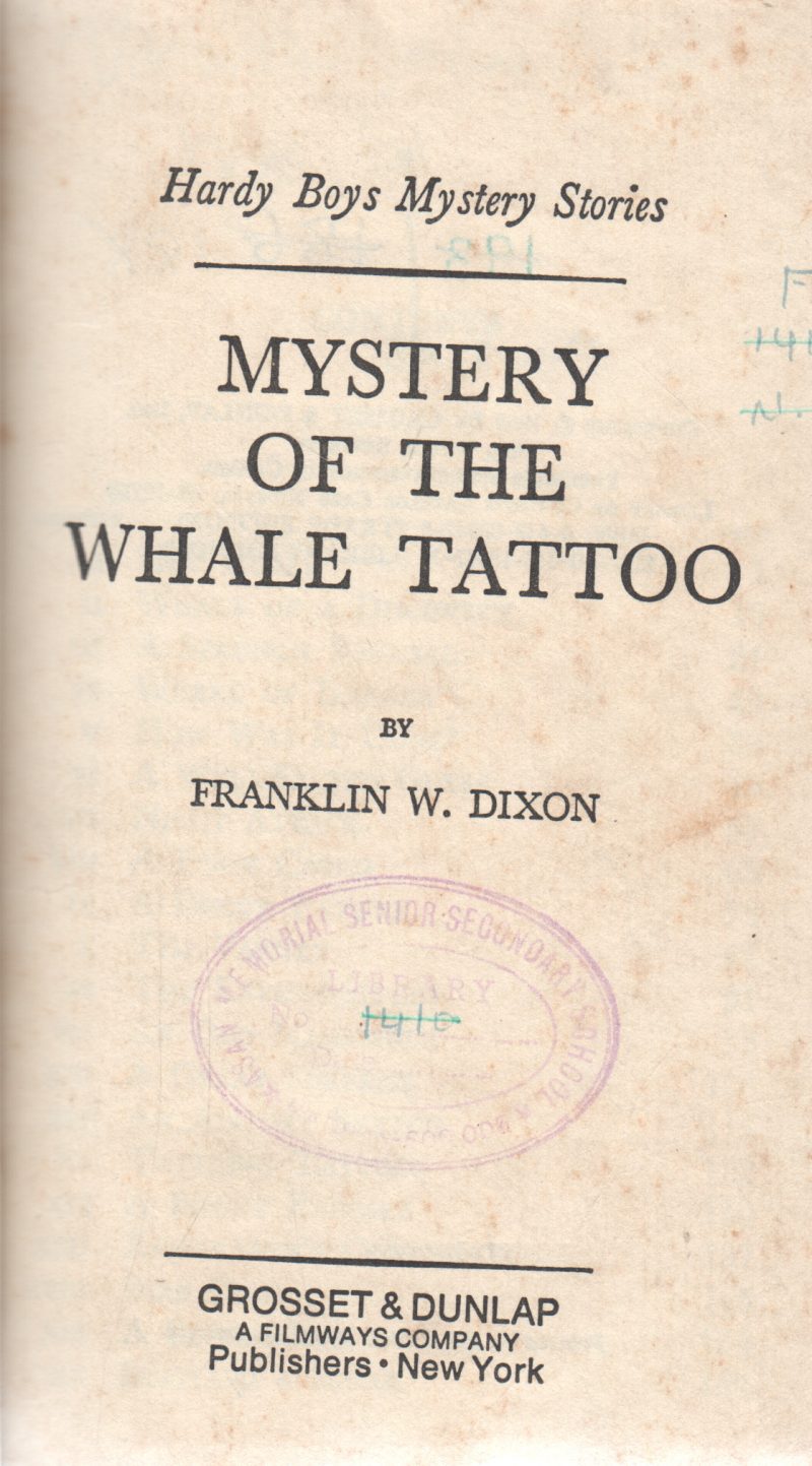 MYSTERY OF THE WHALE TATTOO BY FRANKLIN W.DIXON