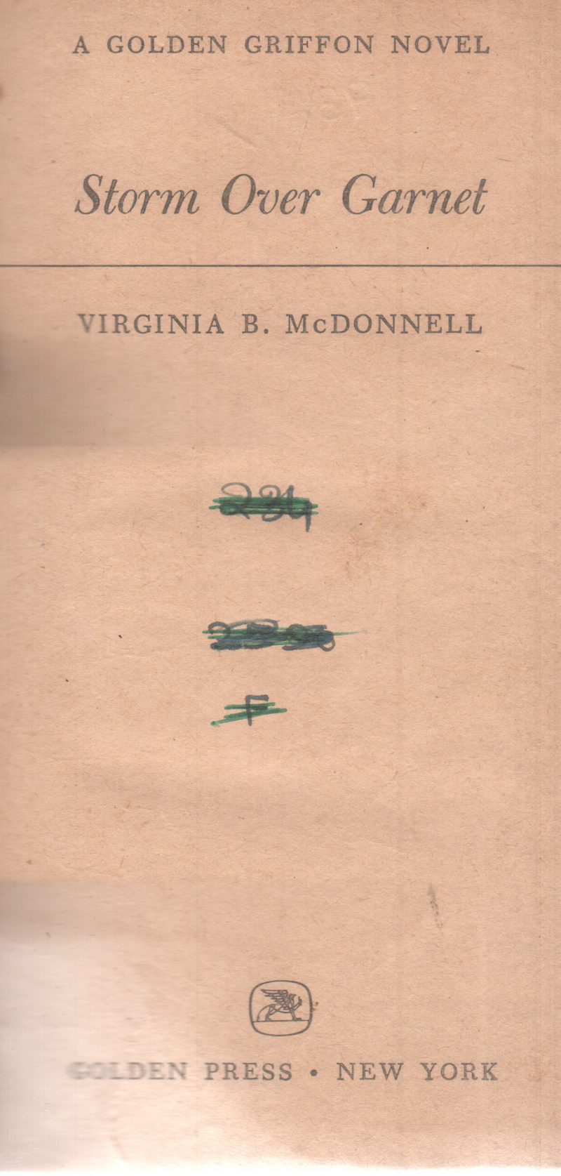 STORM OVER GARNET BY VIRGINIA B. MCDONNELL