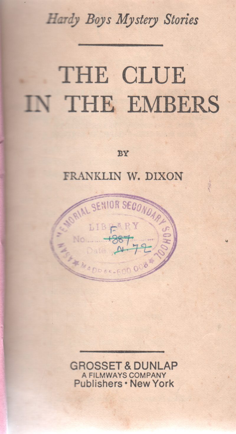 THE CLUE IN THE EMBERS BY FRANKLIN W.DIXON