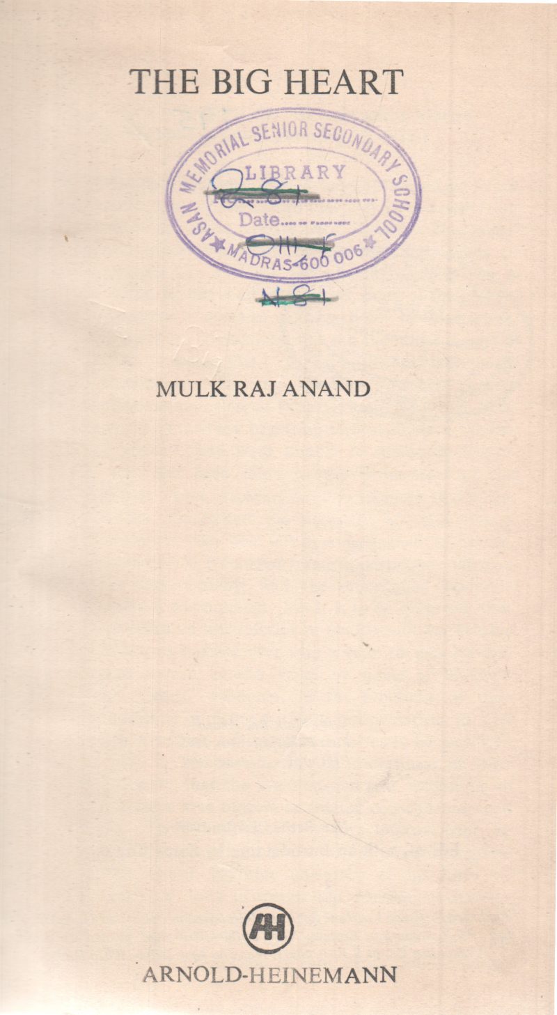 THE BIG HEART BY MULK RAJ ANAND