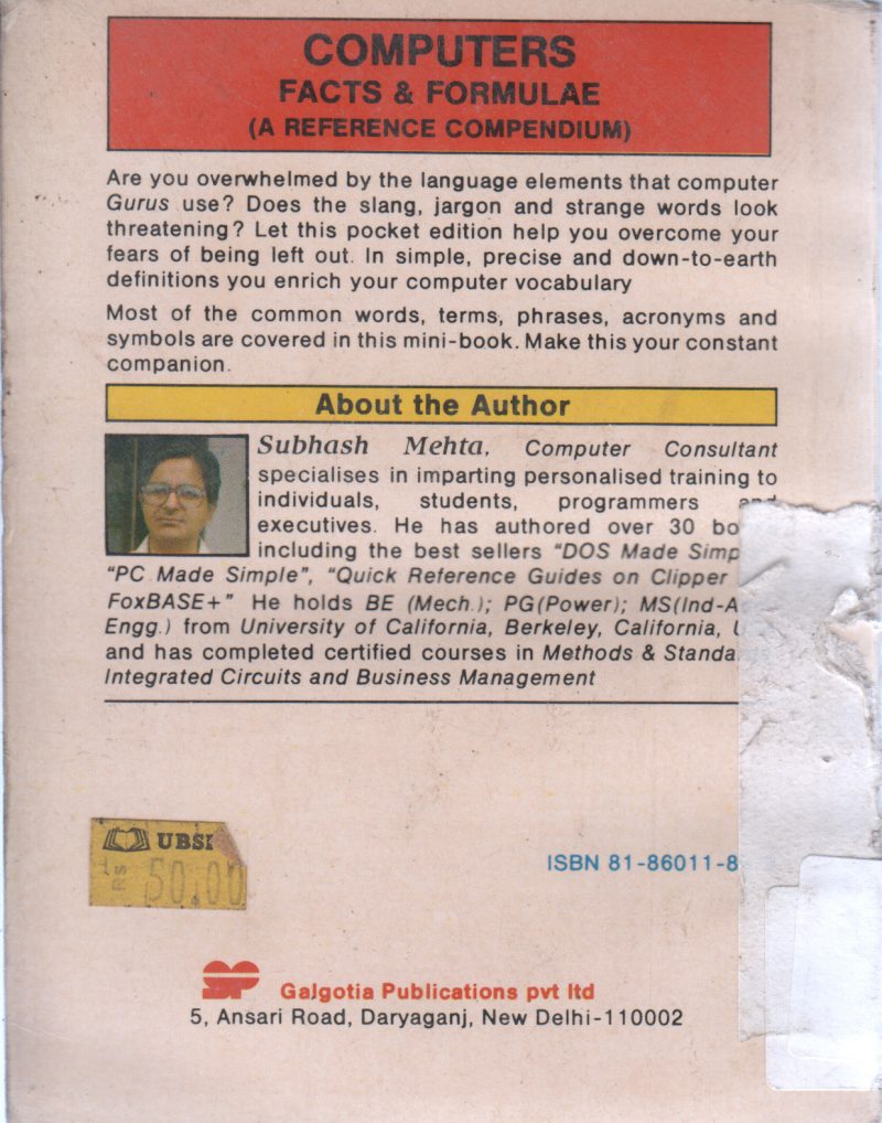 COMPUTERS FACTS AND FORMULAE BY SUBHASH MEHTA - Image 2