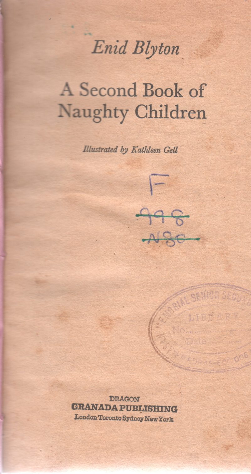 A SECOND BOOK OF NAUGHTY CHILDREN BY ENID BLYTON
