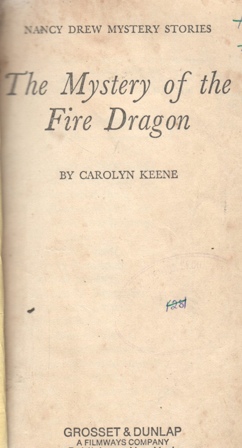 THE MYSTERY OF FIRE DRAGON BY CAROLYN KEENE