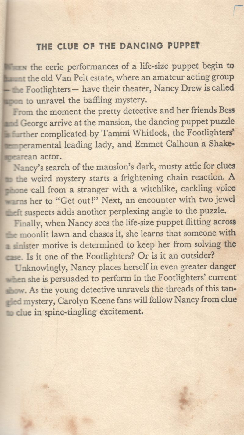 THE CLUE OF DANCIING PUPET BY CAROLYN KEENE