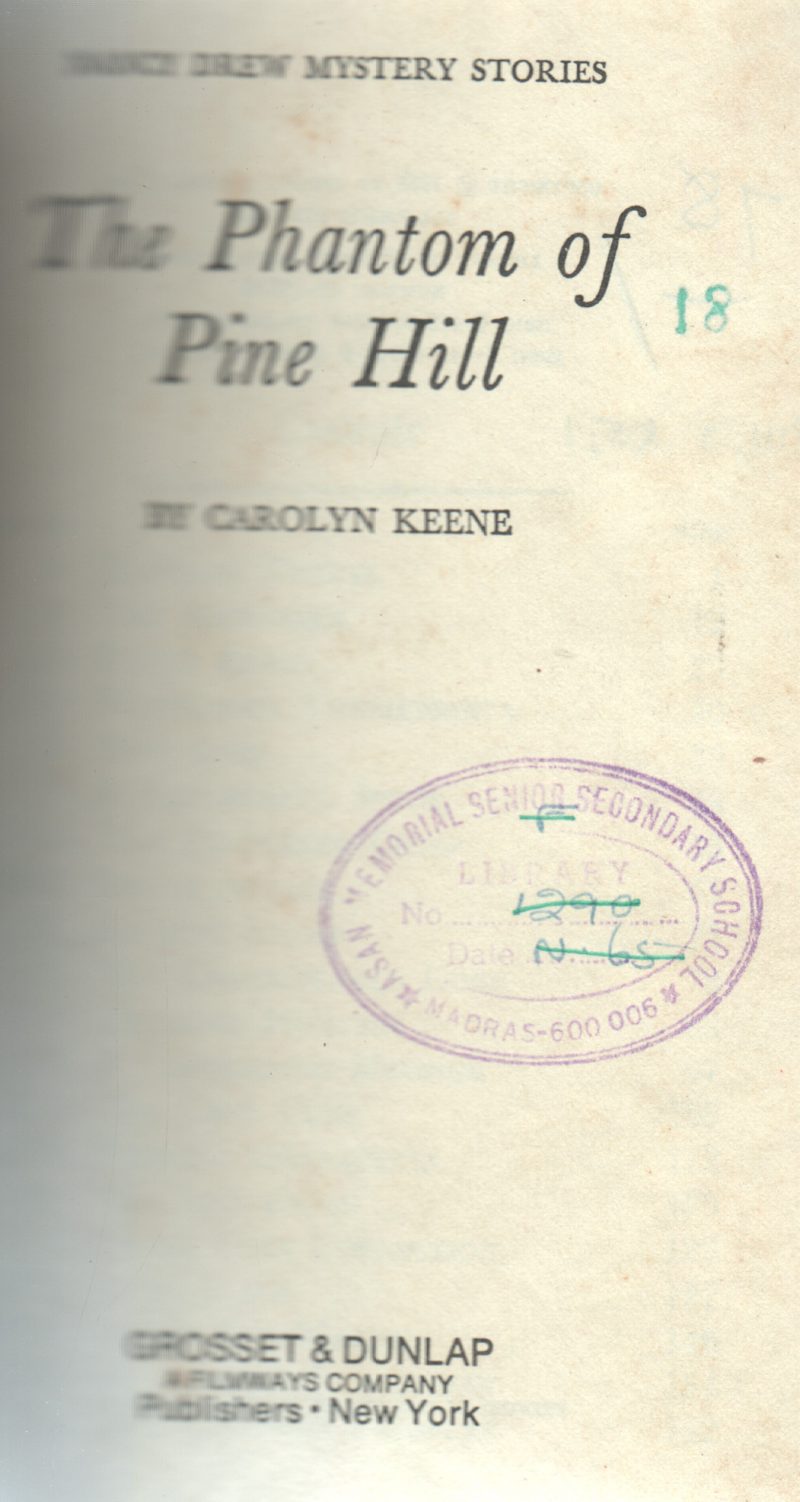 THE PHANTOM OF PINE HILL BY CAROLYN KEENE